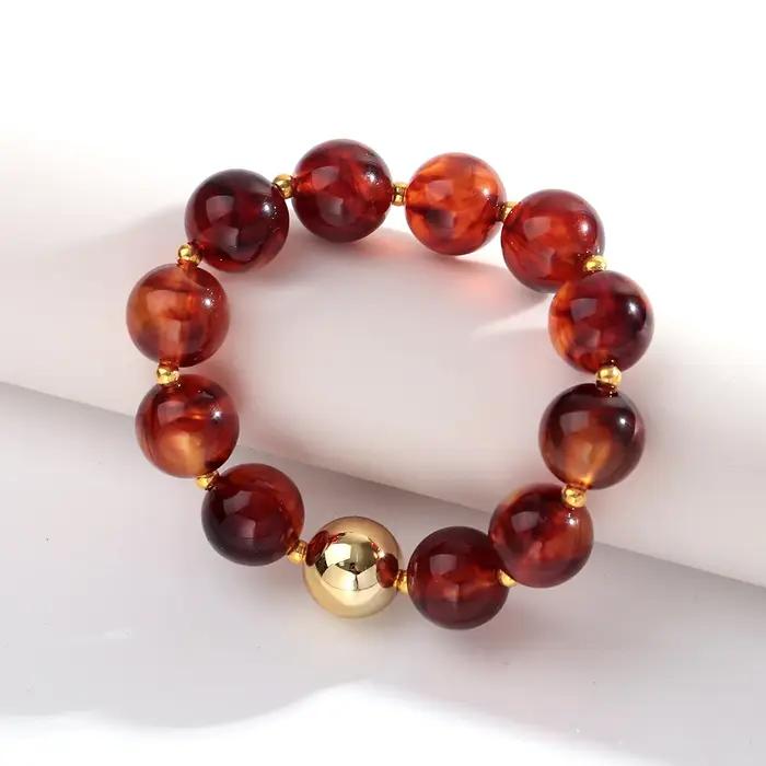 Nouveaux colliers et bracelets en résine à perles rondes pour femmes et hommes