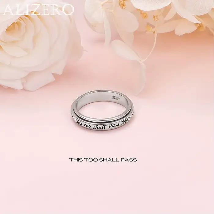Bague rotative en argent sterling 925 – Citation "This Too Shall Pass"
