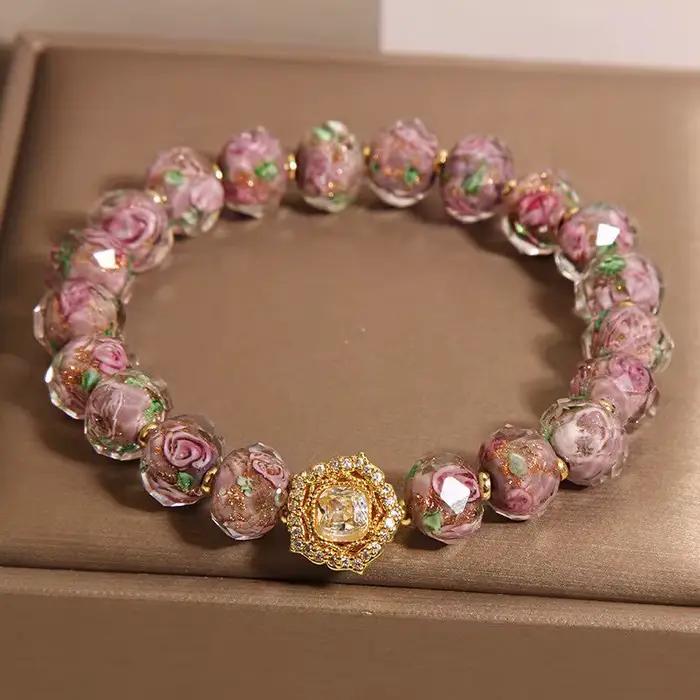 Nouveau Bracelet Perlé en Améthyste pour Femme