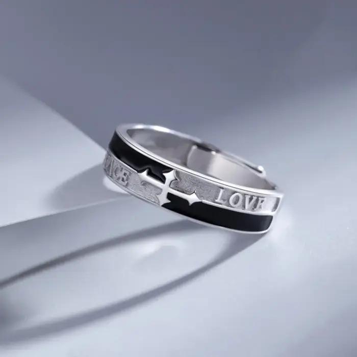 Bague croisée réglable en acier inoxydable pour hommes et femmes style punk et classique occasionnels et quotidiennes