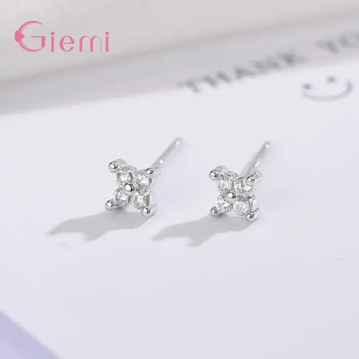 Boucles d'oreilles trèfle en argent Sterling 100% véritable