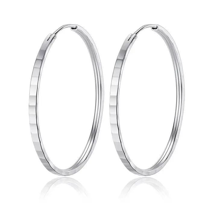 Boucles d'oreilles carrées en argent Sterling 925 pour femmes, grandes boucles d'oreilles de 3/4/5/6 CM, bijoux, accessoires esthétiques pour dames