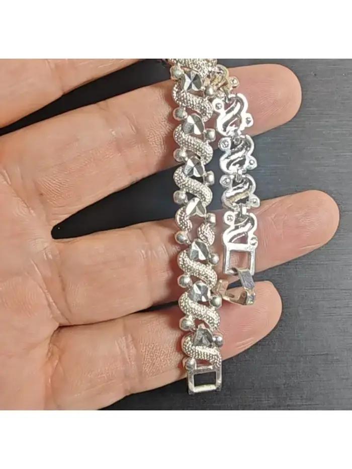 Bracelet de poignet élégant en alliage plaqué argent, motif vague creuse, décor floral, accessoire d