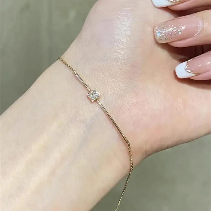 Bracelet ouvert carré en zircon ANENJERY pour femmes