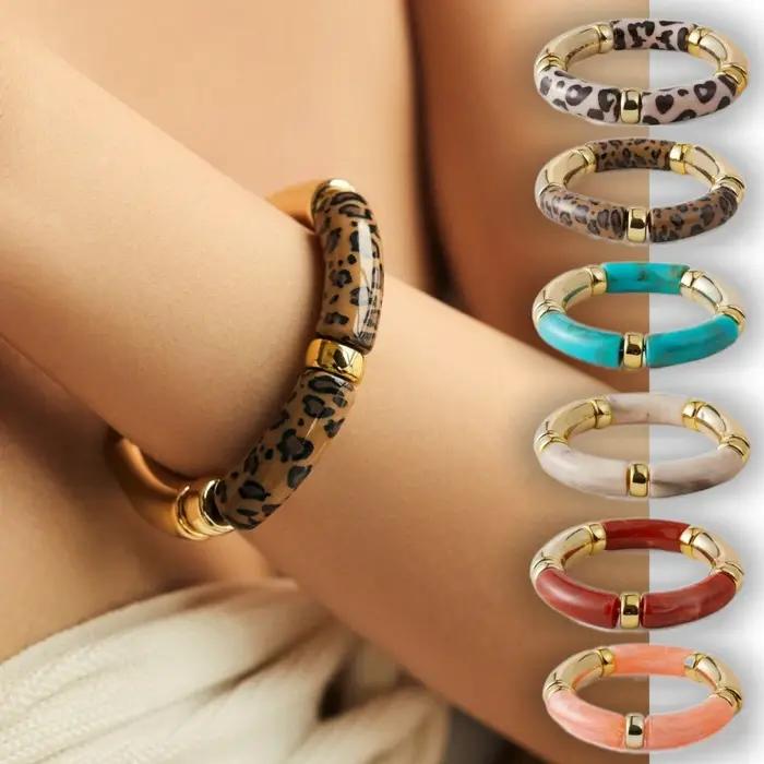 Bracelets léopard Vintage en acrylique