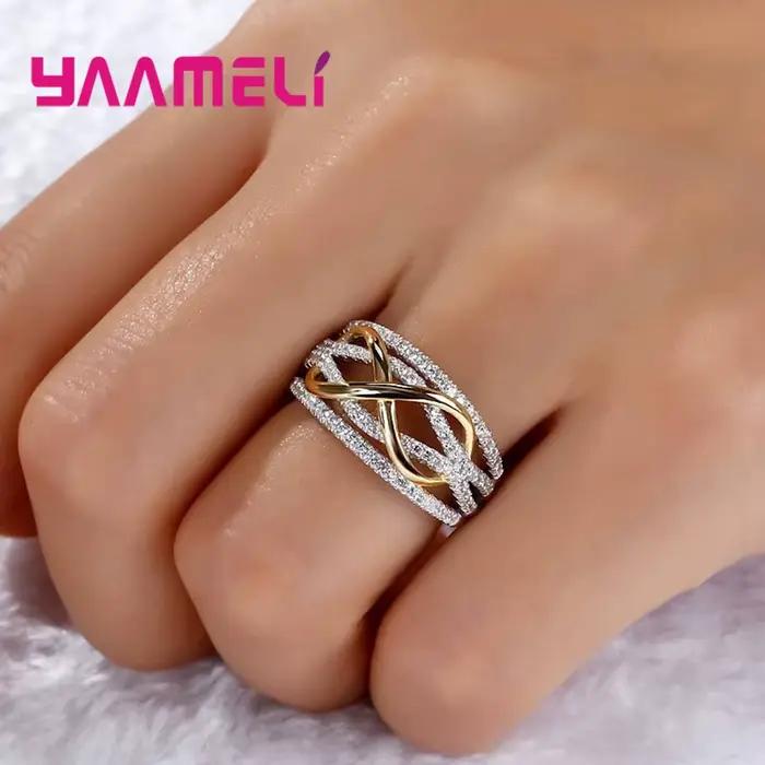 Bague d'amour en argent regardé 925 pour femme