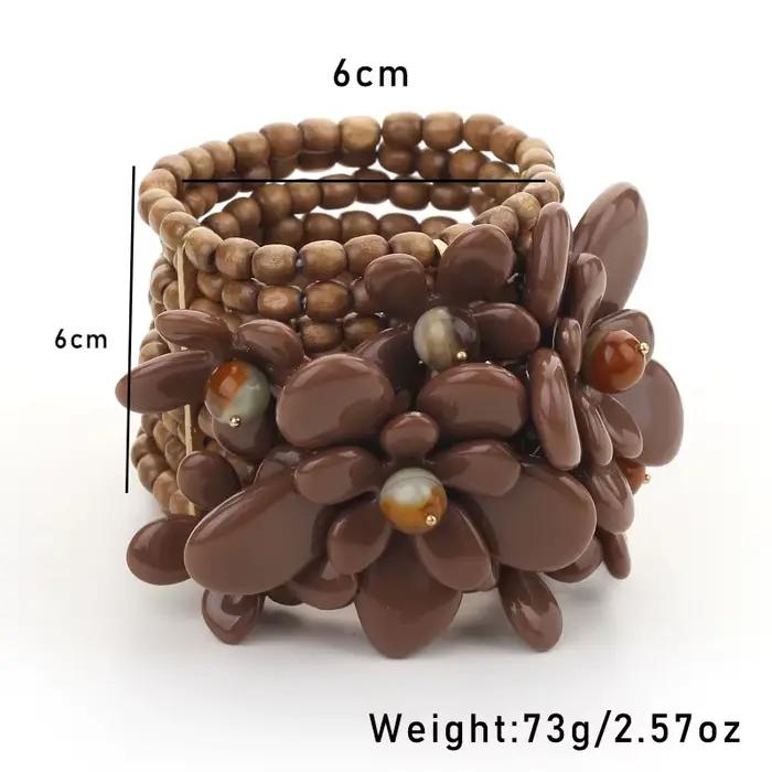 Bracelet de perles fait main avec fleur pour femme, bracelet de cheville vintage, accessoires de déclaration