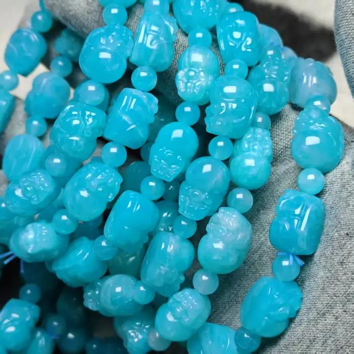 Bracelet Pixiu en Amazonite naturelle de qualité AAA du Brésil - Bijou