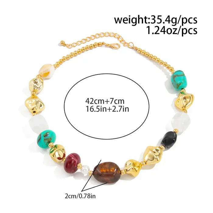 SHIXIN bohème couleur résine perlée collier ras du cou pour les femmes Vintage réglable acrylique