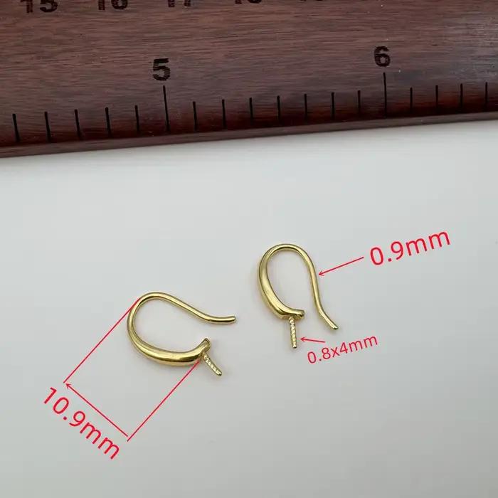 1 paire de crochets d'oreille en forme de U en argent sterling 925 massif, petits accessoires pour la fabrication de boucles d'oreilles en perles et ambre, matériau épais non allergène