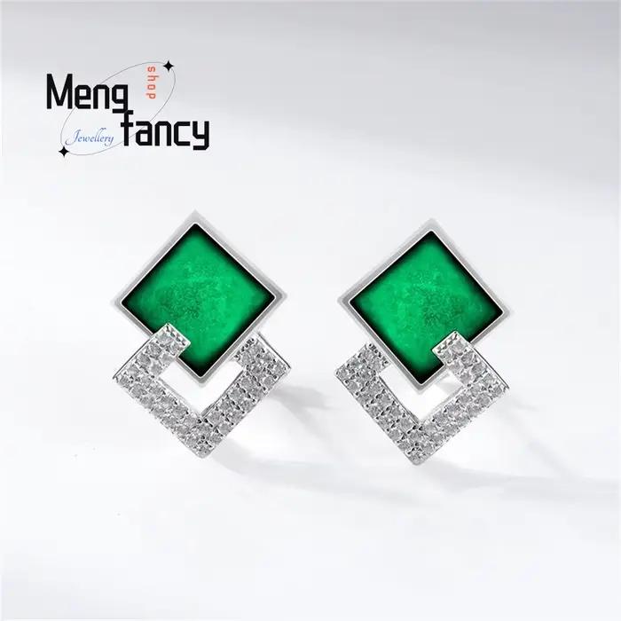 Boucles d'oreilles en argent S925 incrusté d'aiguilles naturelles