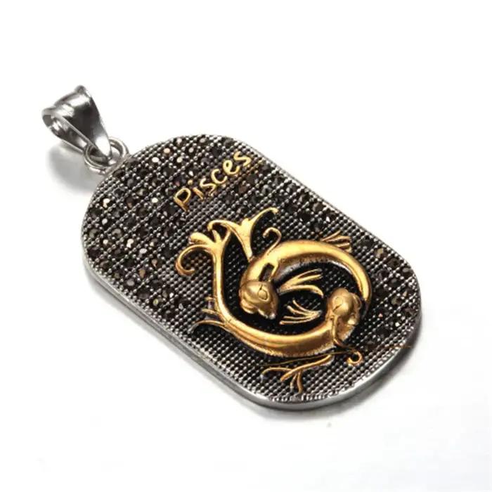Sagittaire 12 Constellations Collier cadeaux d'anniversaire couleur or acier inoxydable amulette pendentif signe du