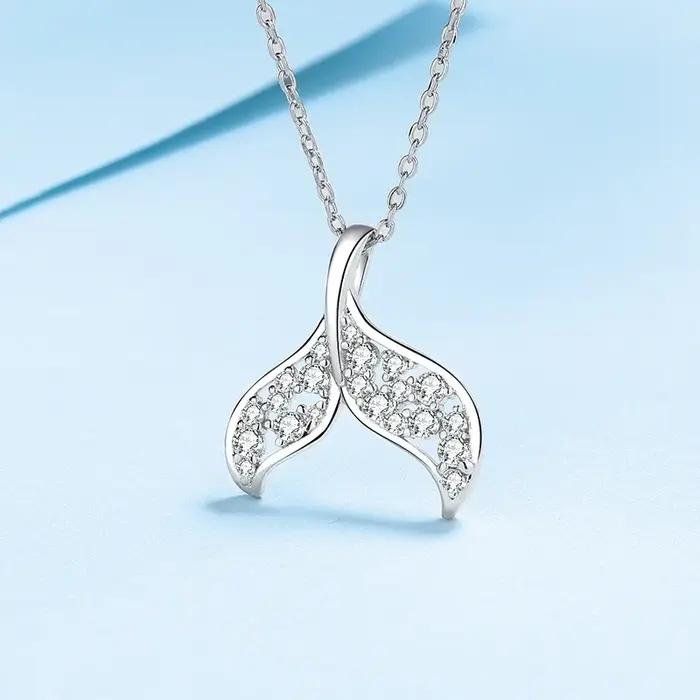 Collier sirène dauphin en argent 100% véritable D couleur Moissanite, Test de diamant réussi, collie