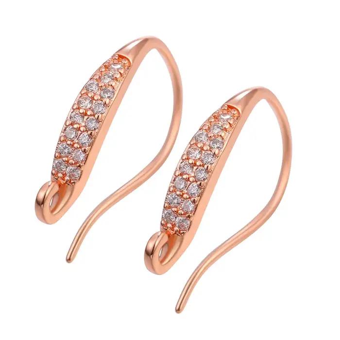 Juya boucles d'oreilles crochet cuivre avec Zircon or boucle d'oreille accessoires pour la fabricati