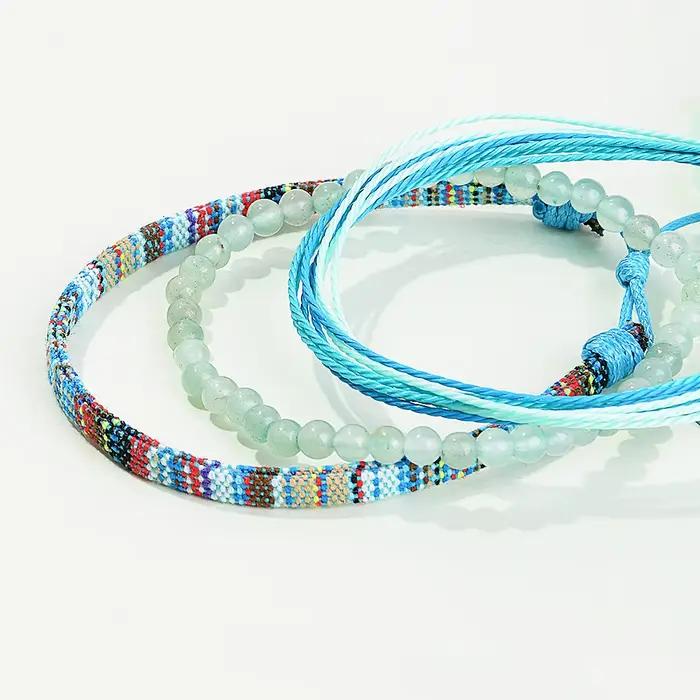 3 pièces Bracelet bohème Bracelet réglable surf Bracelet d'amitié fait à la main chaîne océan plage Bracelet bohème