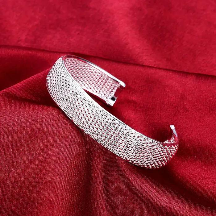 Bracelet ouvert tressé en argent Sterling 925 pour hommes et femmes