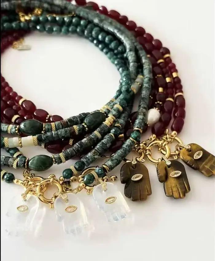 Collier de perles en pierre naturelle fait à la main, élégant, Style européen et américain, bijoux de fête, orné à la main du bouddha