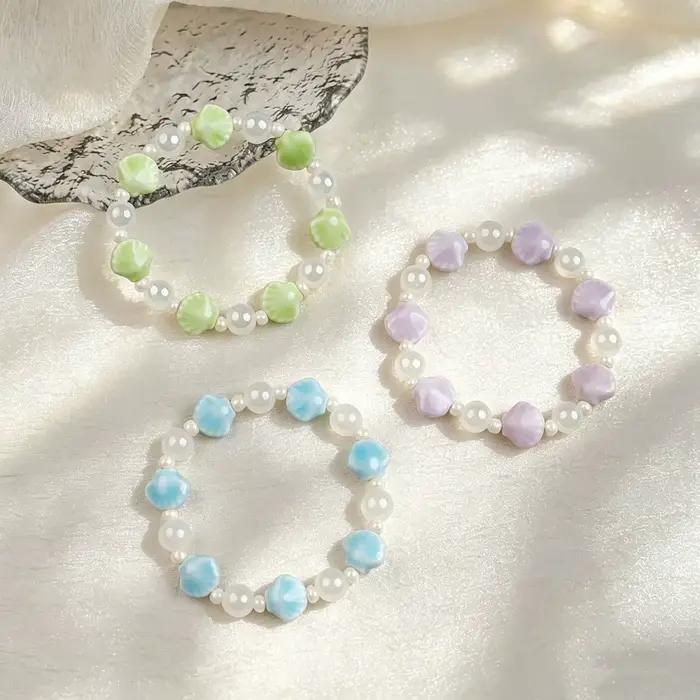 Bracelet en céramique en forme de coquille d'océan pour femmes et hommes, bijoux colorés, cadeau pour ami