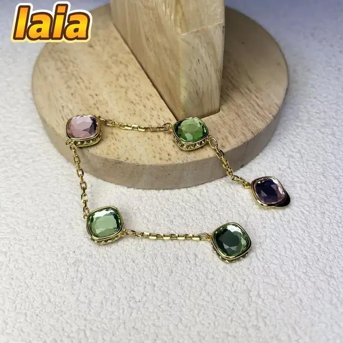 Ensemble de bijoux fins originaux 2026 les plus vendus pour femmes, bracelet en cristal vert et rose, cadeau romantique en cristal
