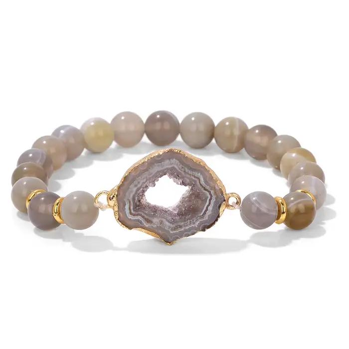Bracelet de perles en pierre d'agates rouges rayées