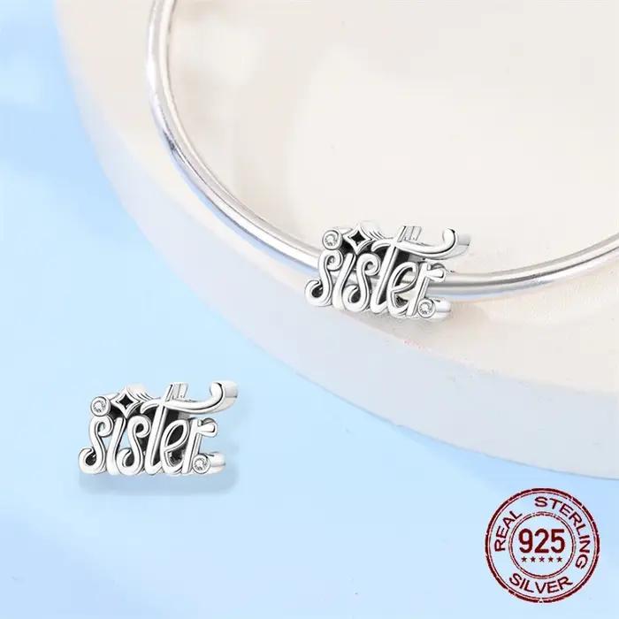 Breloques en argent sterling 925 en forme de cœur pour sœurs et amies
