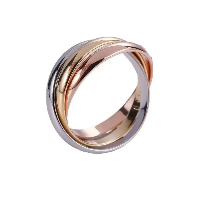 Bague Internet en Argent Sterling Or Rose Tricolore