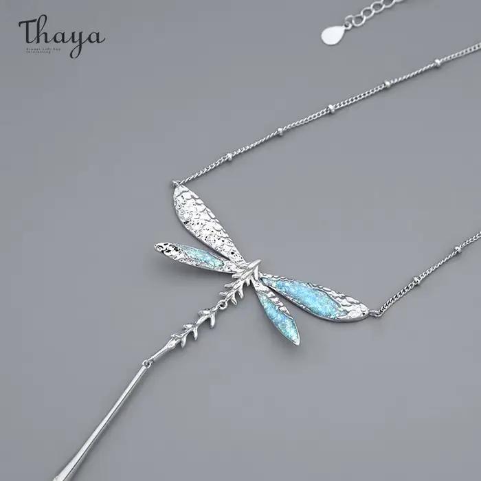 Thaya-Collier pendentif libellule pour femme, tour de cou élégant pour fille, bijoux de fête, cadeau féminin, design original, mode