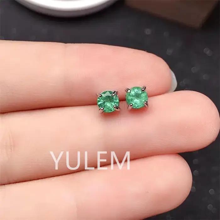 Boucles d'oreilles émeraude rondes 100% naturelles