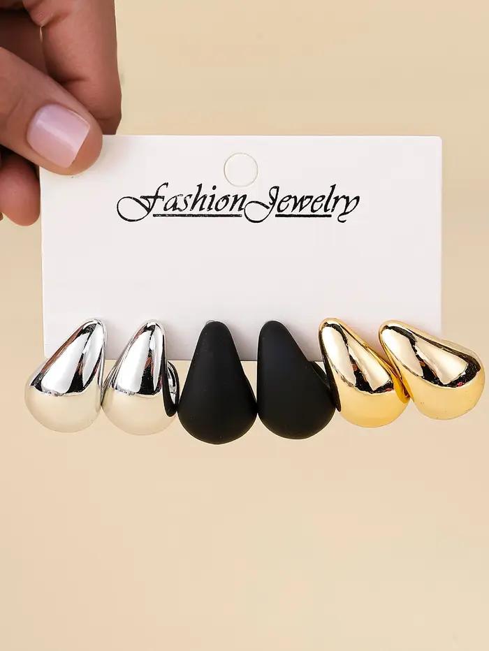 Ensemble de 3 paires de boucles d'oreilles multicolores classiques et à la mode, idéal pour les rend