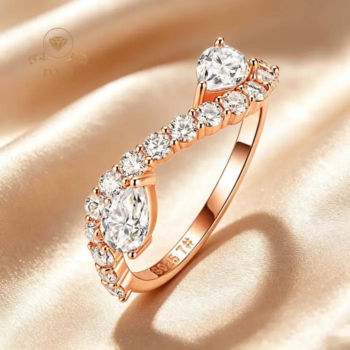 Bague en argent sterling 925 avec moissanite en forme de goutte d'eau pour femmes romantiques et élégantes occasions spéciales et quotidien