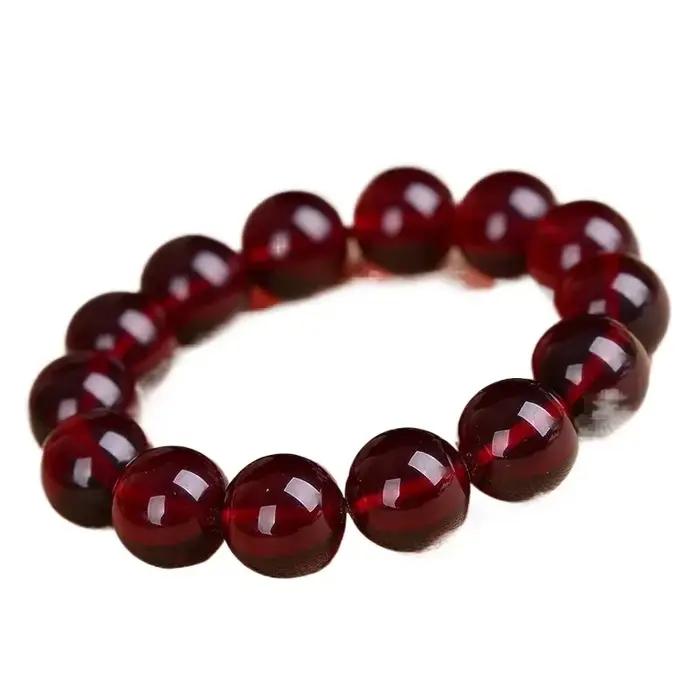 Bracelet en ambre rouge naturel 10-20mm, bijoux pour femmes et hommes, cadeau d'amour, richesse, per