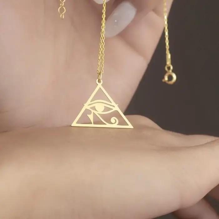 Collier pendentif œil d'horus de l'egypte ancienne en acier inoxydable