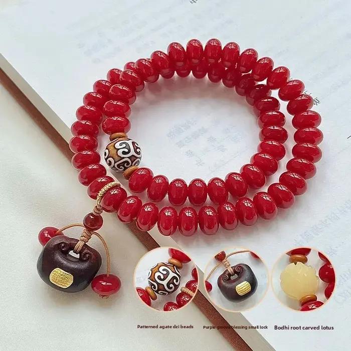 Bracelet Bodhi rouge chinois pour hommes et femmes