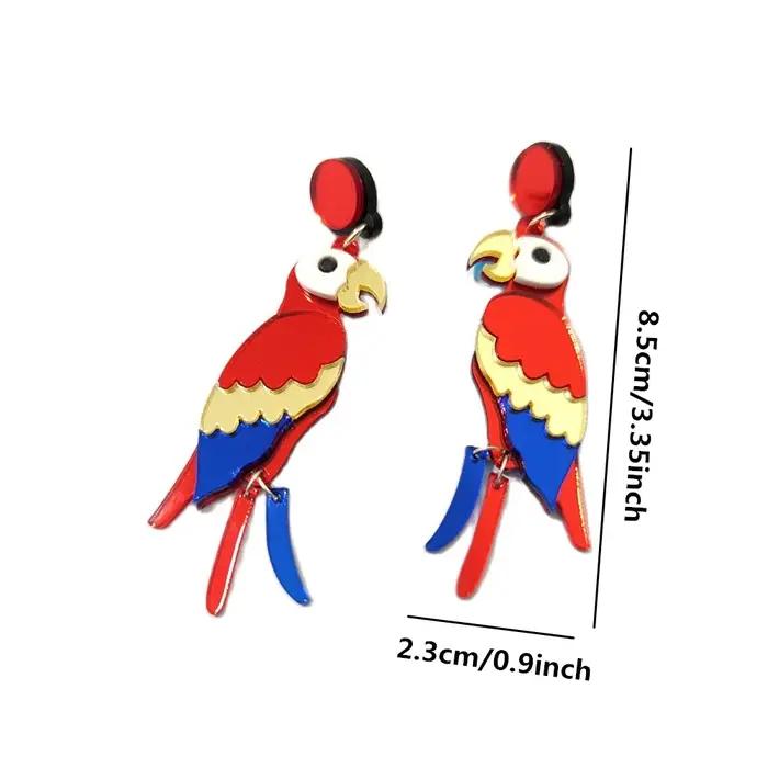 Kugars – boucles d'oreilles en forme de perroquet rouge pour femmes