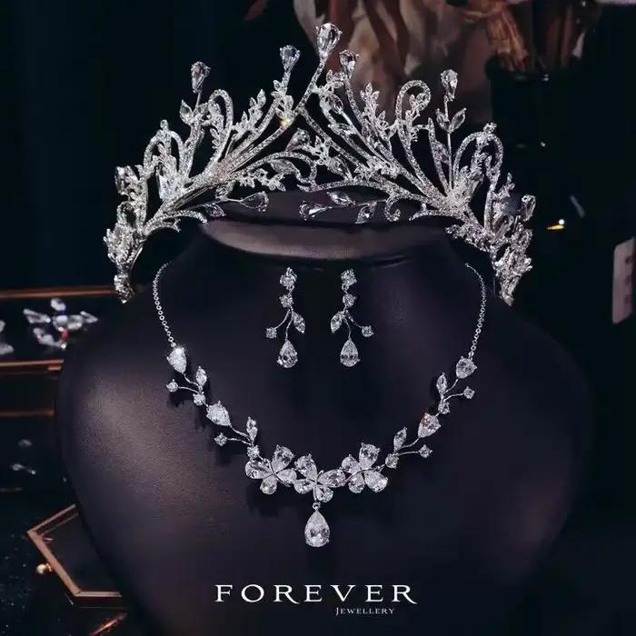 Parure de bijoux CC en zircone pour femme