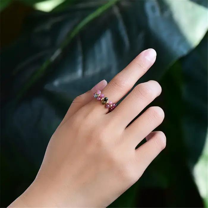 Bague en Tourmaline Arc-en-ciel Naturelle pour Femme