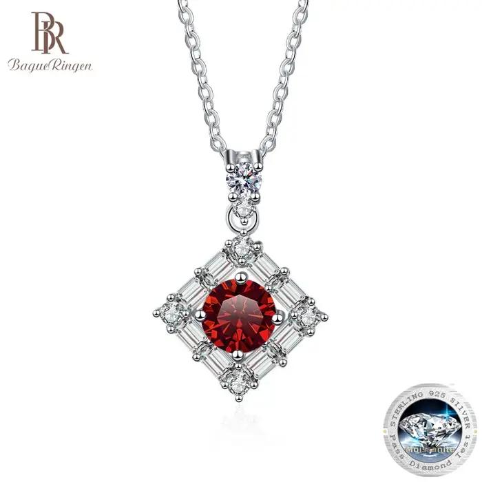 Collier de moissanite pour femme en argent sterling 925, pendentif carré élégant, bijoux fins de luxe, cadeau pour anniversaire