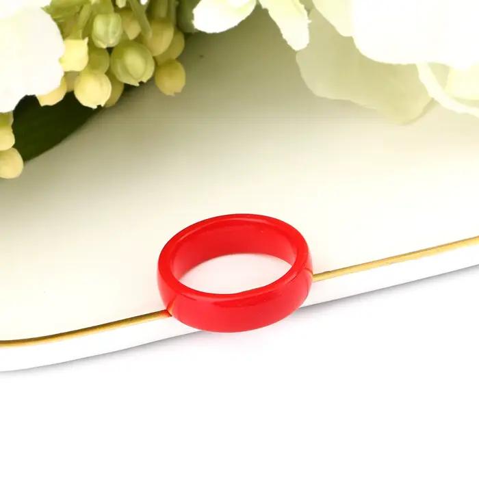 Bague en céramique rouge lisse de 6mm pour femmes