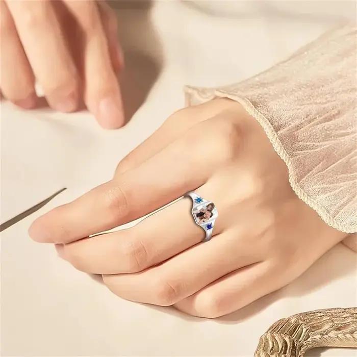 Bague photo personnalisée pour femmes