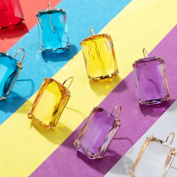 Boucles d'oreilles suspendues en résine transparente pour femmes