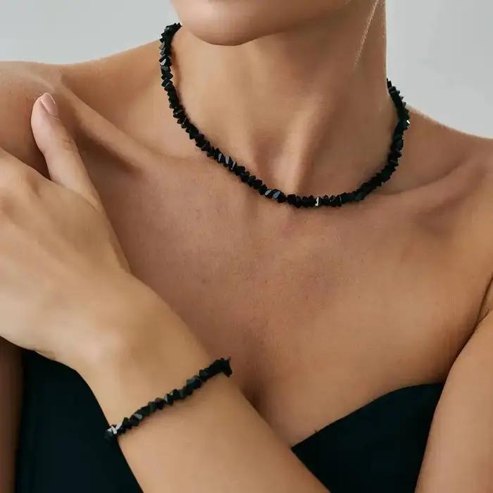 Élégant cristal perle chaîne courte collier ras du cou bracelet ensemble de bijoux pour les femmes exquis Banquet