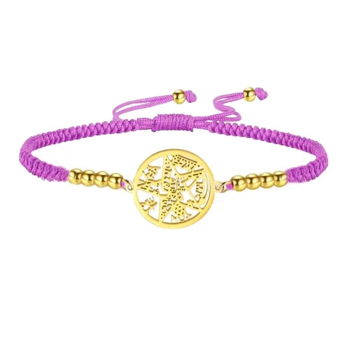 Bracelet en corde rouge tétragrammaton en acier inoxydable