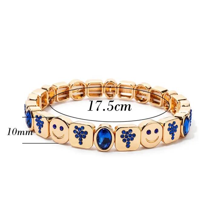 Bracelets en émail perlé avec breloque palmier et cristal pour femme