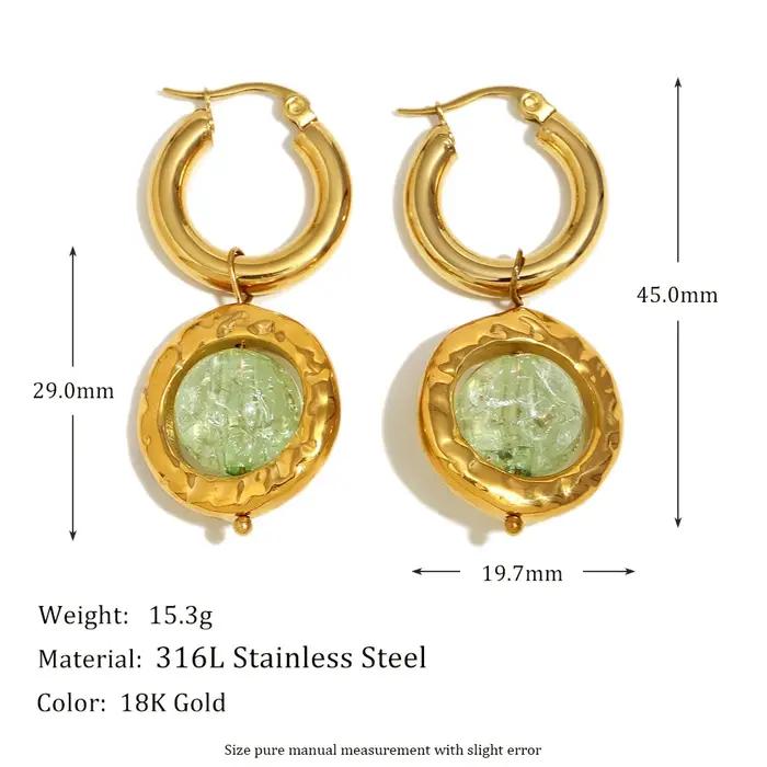 E.B.belle – boucles d'oreilles rondes créatives de couleur verte, pendentif au chalumeau, cerceau pl