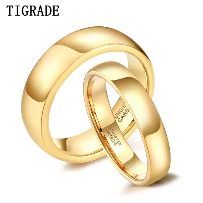 Tigrade – bague en tungstène couleur or pour hommes et femmes, bracelet de fiançailles classique pour mariage, 2/4/6/8mm, écriture spéciale, gravure de nom/Logo