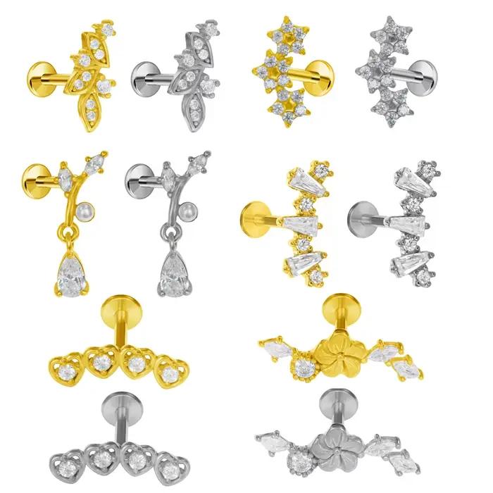 Boucles d'oreilles à dos plat en forme de feuille