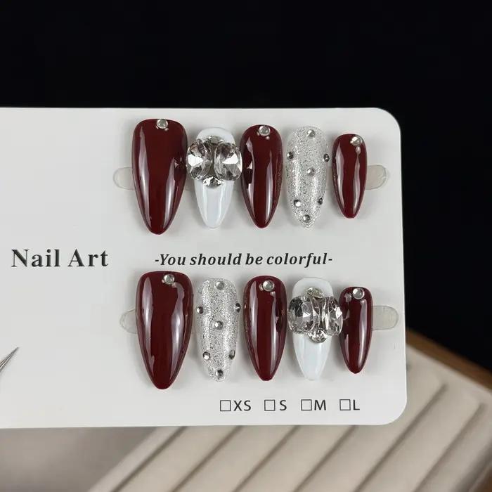 10 pièces de style rétro de luxe haut de gamme, diamants ronds tridimensionnels peints à la main, œil de chat brillant et petits diamants faits à la main