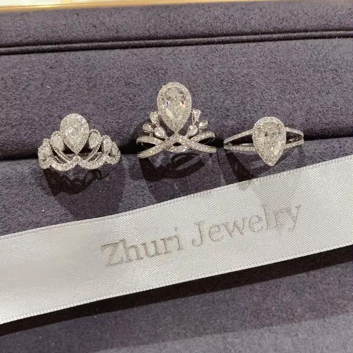 Bagues de mariage de luxe en forme de goutte d'eau pour femmes