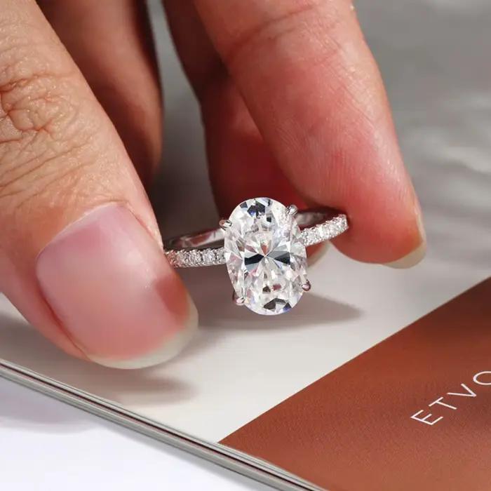 Bague de fiançailles en Moissanite pour femmes