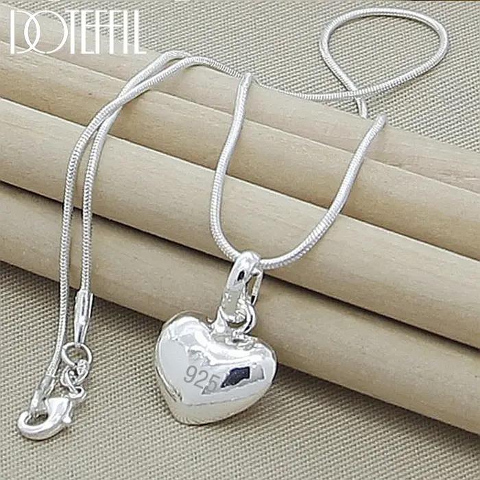DOTEFFIL-Collier avec Pendentif Petit Cœur en Argent pour Femme, Bijoux de Mariage à la Mode, 16-30